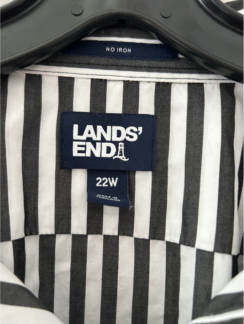 Lands’ End No Iron Black and White Striped Button Up Blouse Women’s Size 22 - Picture 3 of 6